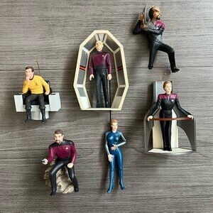 90s Hallmark Star Trek Christmas Ornaments Lot of 6 Kirk Picard Worf Janeway